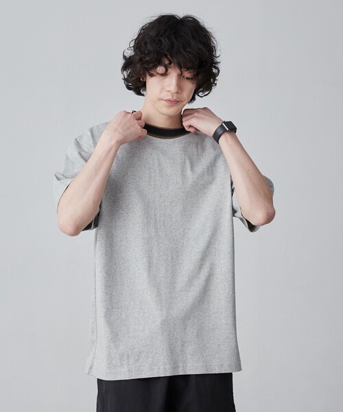 coen（コーエン）の「カラーリブニットネックTシャツ（Tシャツ/カットソー・メンズ・グレー/ブラック/ホワイト・XL/L/M/S）」の8枚目の写真
