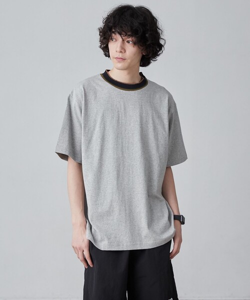 coen（コーエン）の「カラーリブニットネックTシャツ（Tシャツ/カットソー・メンズ・グレー/ブラック/ホワイト・XL/L/M/S）」の10枚目の写真