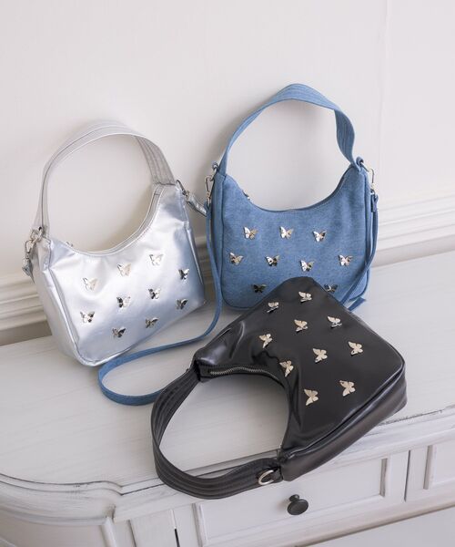 ems excite（エムズエキサイト）の「蝶モチーフ付２WAYバッグ（ショルダーバッグ・レディース・シルバー/ブルー/ブラック・ONE SIZE）」の4枚目の写真