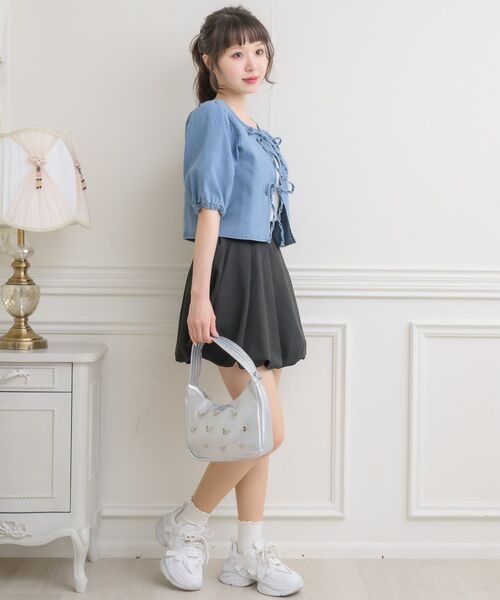 ems excite（エムズエキサイト）の「蝶モチーフ付２WAYバッグ（ショルダーバッグ・レディース・シルバー/ブルー/ブラック・ONE SIZE）」の7枚目の写真