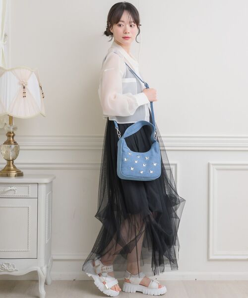 ems excite（エムズエキサイト）の「蝶モチーフ付２WAYバッグ（ショルダーバッグ・レディース・シルバー/ブルー/ブラック・ONE SIZE）」の13枚目の写真