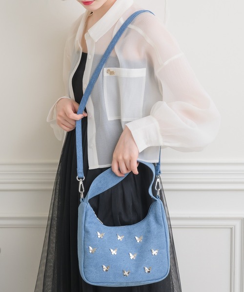 ems excite（エムズエキサイト）の「蝶モチーフ付２WAYバッグ（ショルダーバッグ・レディース・シルバー/ブルー/ブラック・ONE SIZE）」の2枚目の写真
