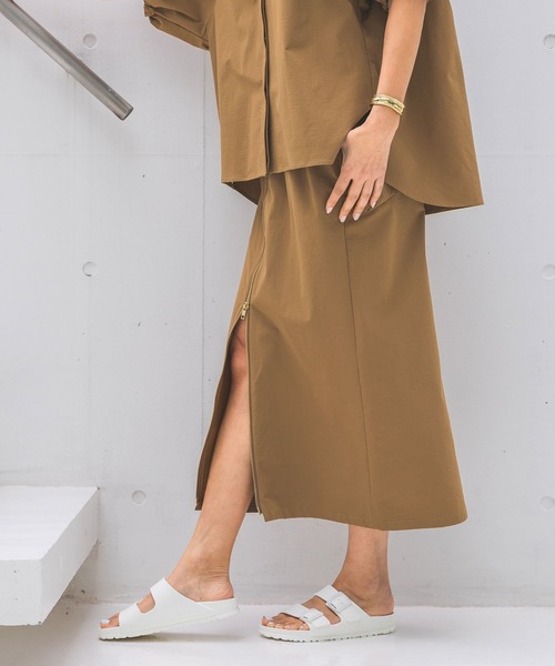 HEREIAM（ヘレイアム）の「【HEREIAM】接触冷感／COOLマテリアルZIPスカート（スカート・レディース・キャメル/ブラック・SMALL/MEDIUM）」の16枚目の写真