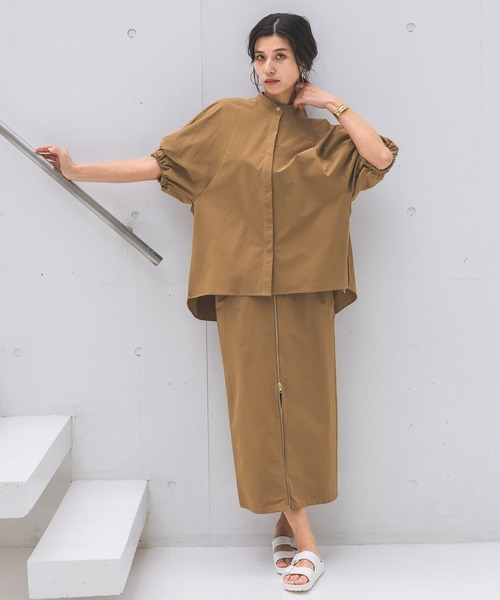 HEREIAM（ヘレイアム）の「【HEREIAM】接触冷感／COOLマテリアルZIPスカート（スカート・レディース・キャメル/ブラック・SMALL/MEDIUM）」の20枚目の写真