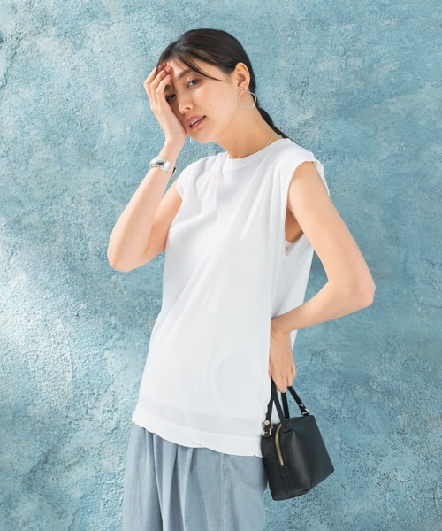 ATON（エイトン）の「ATON　FRESCA SINGLE JERSEY TANK-TOP（タンクトップ・レディース・ホワイト/ブラック/ライトグレー/イエロー・2）」の2枚目の写真