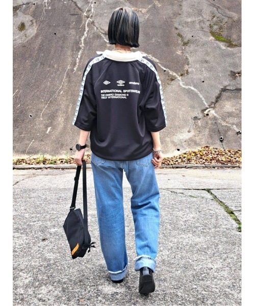 UMBRO（アンブロ）の「【umbro】別注半袖トラックジャージ（ジャージ・メンズ・ブラック/ホワイト・M/L/XL）」の14枚目の写真