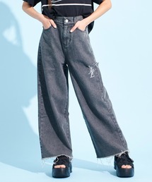 ANAP GiRL | クラッシュデザインワイドパンツ(デニムパンツ)