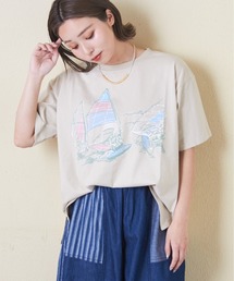 CUBE SUGAR（キューブシュガー）の「OE天竺パウダー加工ヨット柄ビッグTシャツ（Tシャツ/カットソー）」