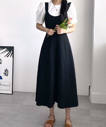 裏リボンビスチェロングワンピース 全3色 ロングワンピ