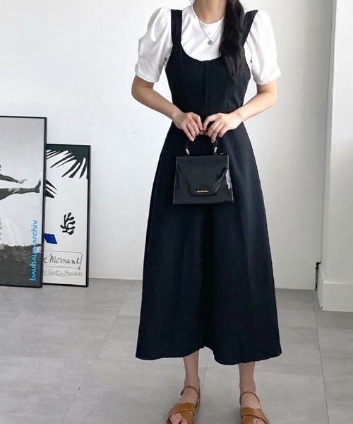 VIVID LADY(ビビッドレディー)の「裏リボンビスチェロングワンピース 全3色 ロングワンピ(ワンピース・レディース・ブラック/ブルー/オートミール・FREE)」の8枚目の写真