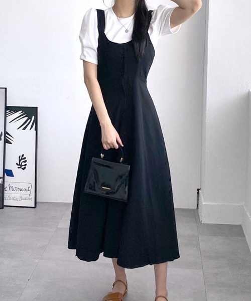 VIVID LADY(ビビッドレディー)の「裏リボンビスチェロングワンピース 全3色 ロングワンピ(ワンピース・レディース・ブラック/ブルー/オートミール・FREE)」の9枚目の写真
