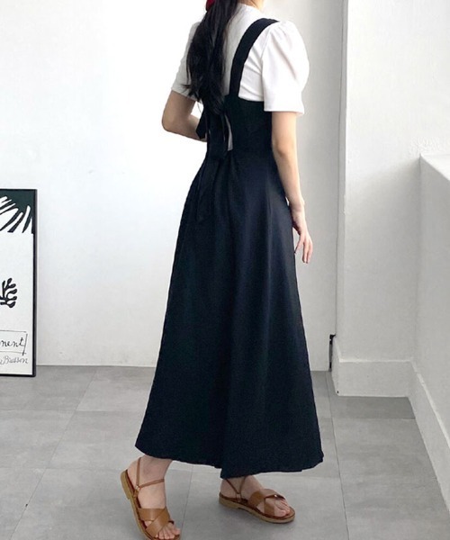 VIVID LADY(ビビッドレディー)の「裏リボンビスチェロングワンピース 全3色 ロングワンピ(ワンピース・レディース・ブラック/ブルー/オートミール・FREE)」の10枚目の写真