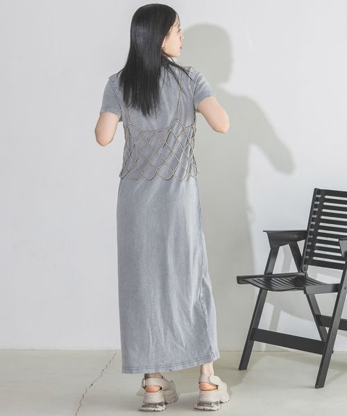 JEANASIS（ジーナシス）の「ブリーチカットワンピースSS/129802（ワンピース・レディース・ライトグレー/ブラック系その他/ブラック・FREE）」の5枚目の写真