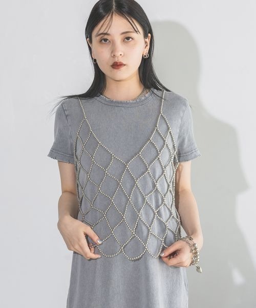 JEANASIS（ジーナシス）の「ブリーチカットワンピースSS/129802（ワンピース・レディース・ライトグレー/ブラック系その他/ブラック・FREE）」の6枚目の写真