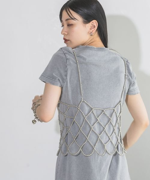 JEANASIS（ジーナシス）の「ブリーチカットワンピースSS/129802（ワンピース・レディース・ライトグレー/ブラック系その他/ブラック・FREE）」の8枚目の写真