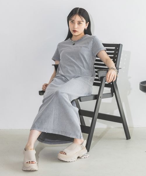 JEANASIS（ジーナシス）の「ブリーチカットワンピースSS/129802（ワンピース・レディース・ライトグレー/ブラック系その他/ブラック・FREE）」の9枚目の写真