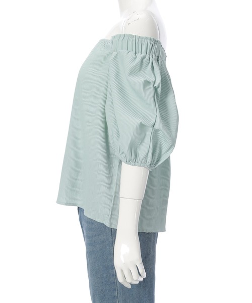 Edit Sheen（エディットシーン）の「リブシャーリングオフショルブラウス（シャツ/ブラウス・レディース・ミント/ブラック・M）」の18枚目の写真