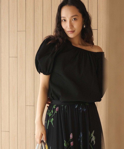 Edit Sheen（エディットシーン）の「リブシャーリングオフショルブラウス（シャツ/ブラウス・レディース・ミント/ブラック・M）」の3枚目の写真