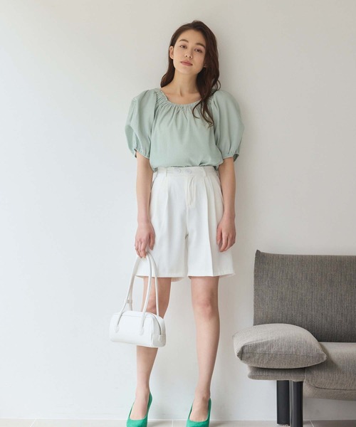 Edit Sheen（エディットシーン）の「リブシャーリングオフショルブラウス（シャツ/ブラウス・レディース・ミント/ブラック・M）」の8枚目の写真