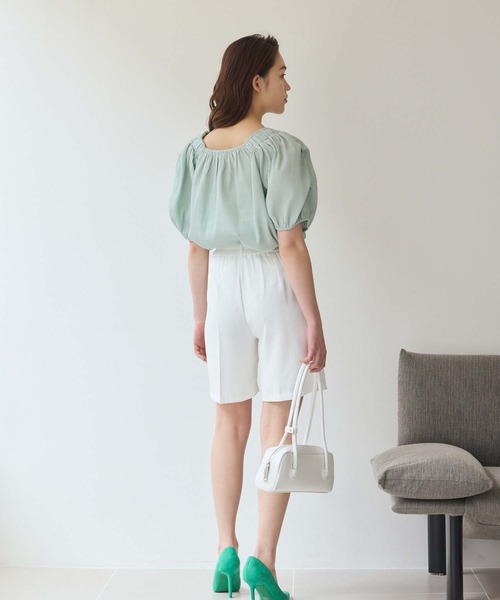 Edit Sheen（エディットシーン）の「リブシャーリングオフショルブラウス（シャツ/ブラウス・レディース・ミント/ブラック・M）」の9枚目の写真