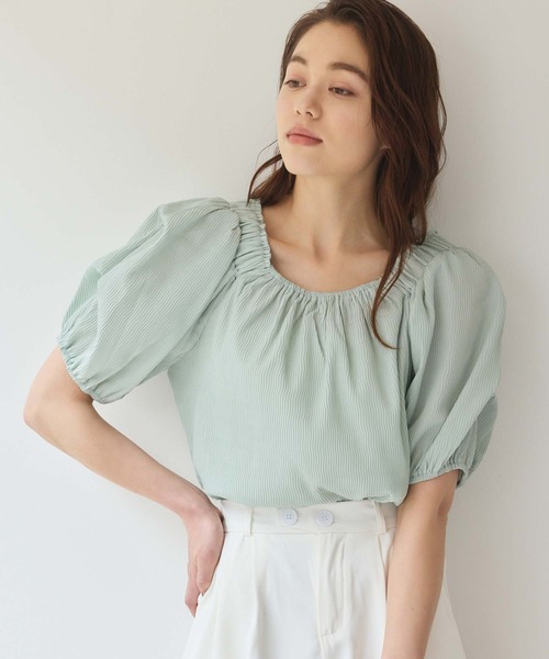 Edit Sheen（エディットシーン）の「リブシャーリングオフショルブラウス（シャツ/ブラウス・レディース・ミント/ブラック・M）」の12枚目の写真