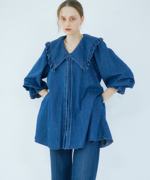 リエミラー Rie Miller 【RM denim】ビッグカラー2WAYデニム