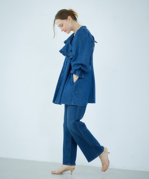 Rie Miller(リエミラー)の「【RM denim】ビッグカラー2WAYデニムブラウス(シャツ/ブラウス・レディース・インディゴブルー・FREE)」の13枚目の写真