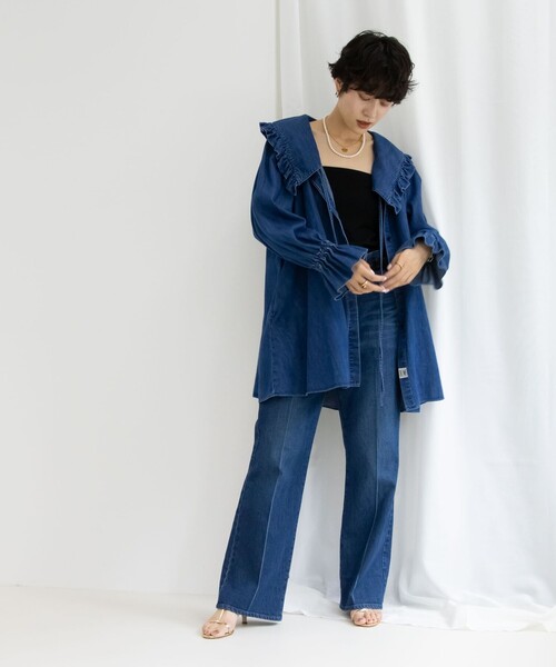 Rie Miller（リエミラー）の「【RM denim】ビッグカラー2WAYデニム