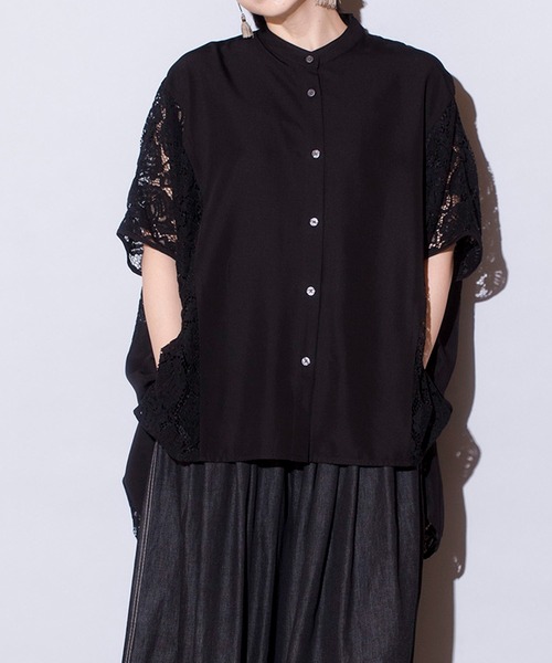 OSMOSIS（オズモーシス）の「切替ワイドブラウス（シャツ/ブラウス・レディース・ホワイト/ネイビー/ブラック・ONE SIZE）」の2枚目の写真