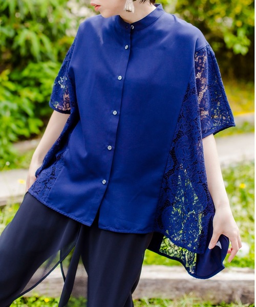 OSMOSIS（オズモーシス）の「切替ワイドブラウス（シャツ/ブラウス・レディース・ホワイト/ネイビー/ブラック・ONE SIZE）」の7枚目の写真