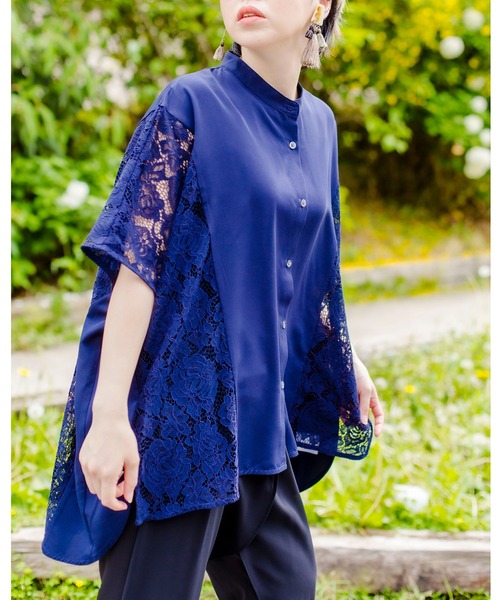 OSMOSIS（オズモーシス）の「切替ワイドブラウス（シャツ/ブラウス・レディース・ホワイト/ネイビー/ブラック・ONE SIZE）」の8枚目の写真