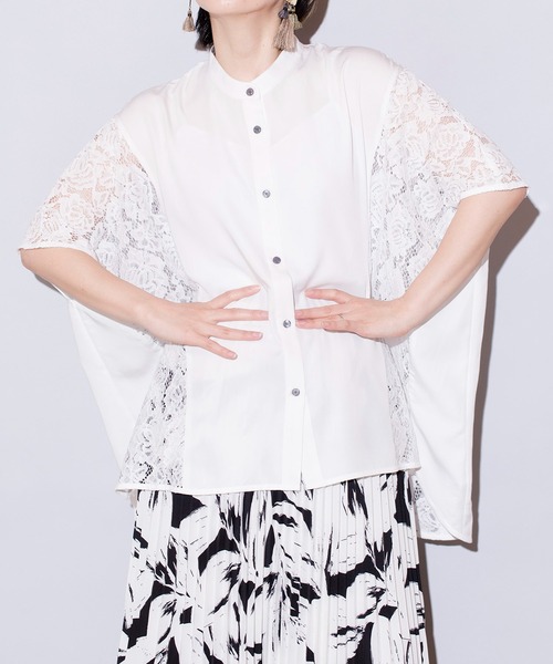 OSMOSIS（オズモーシス）の「切替ワイドブラウス（シャツ/ブラウス・レディース・ホワイト/ネイビー/ブラック・ONE SIZE）」の17枚目の写真