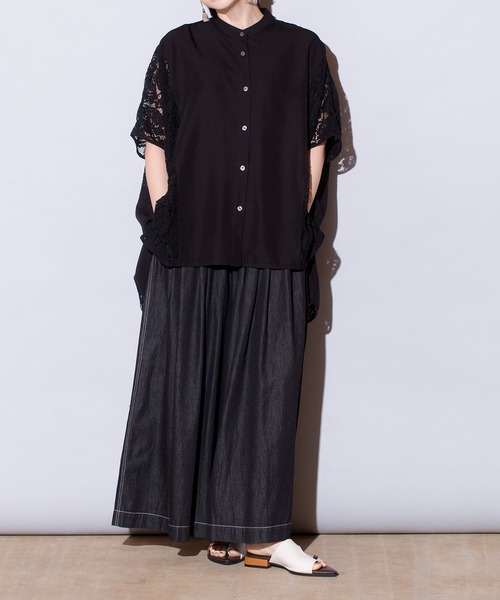 OSMOSIS（オズモーシス）の「切替ワイドブラウス（シャツ/ブラウス・レディース・ホワイト/ネイビー/ブラック・ONE SIZE）」の21枚目の写真