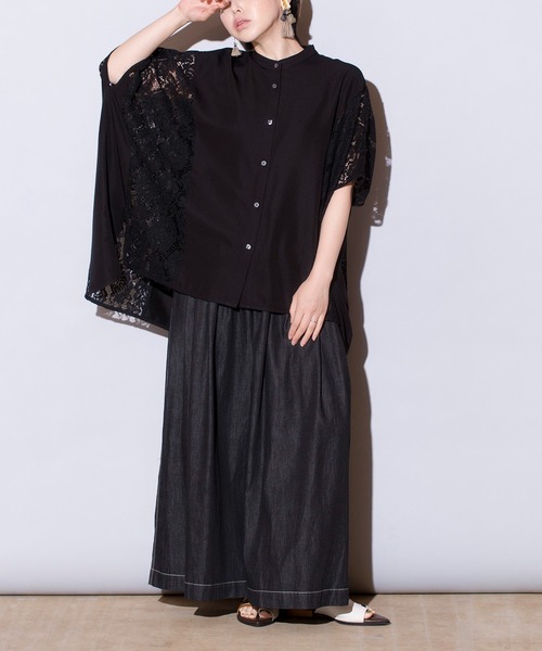 OSMOSIS（オズモーシス）の「切替ワイドブラウス（シャツ/ブラウス・レディース・ホワイト/ネイビー/ブラック・ONE SIZE）」の22枚目の写真