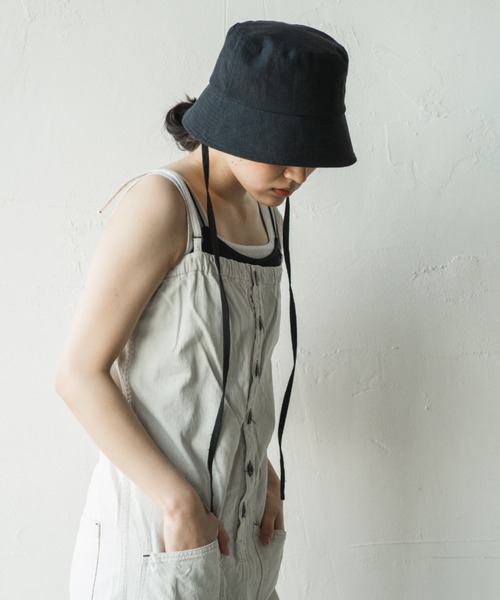 ORIENT MILLINERY（オリエント ミリナリー）の「LILA【ﾘﾗ】リネン100% UVプロテクト サンシェードバケットハット UPF50+（ハット・レディース・ブラック/キナリ・FREE）」の14枚目の写真