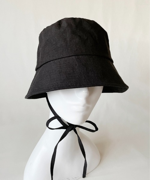 ORIENT MILLINERY（オリエント ミリナリー）の「LILA【ﾘﾗ】リネン100% UVプロテクト サンシェードバケットハット UPF50+（ハット・レディース・ブラック/キナリ・FREE）」の8枚目の写真