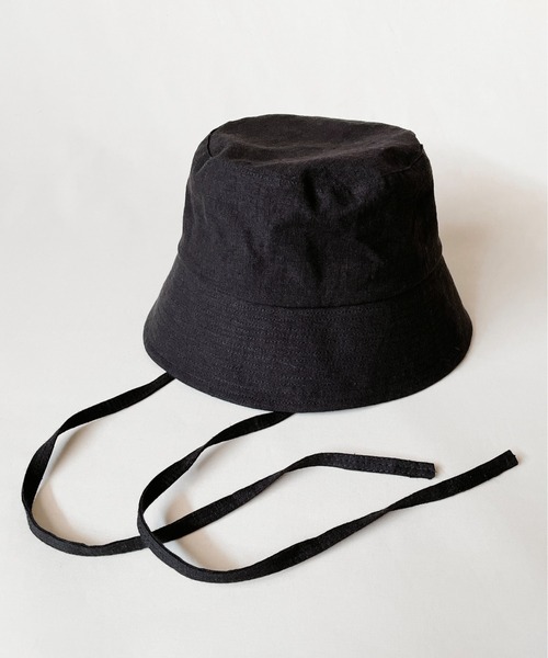 ORIENT MILLINERY（オリエント ミリナリー）の「LILA【ﾘﾗ】リネン100% UVプロテクト サンシェードバケットハット UPF50+（ハット・レディース・ブラック/キナリ・FREE）」の7枚目の写真