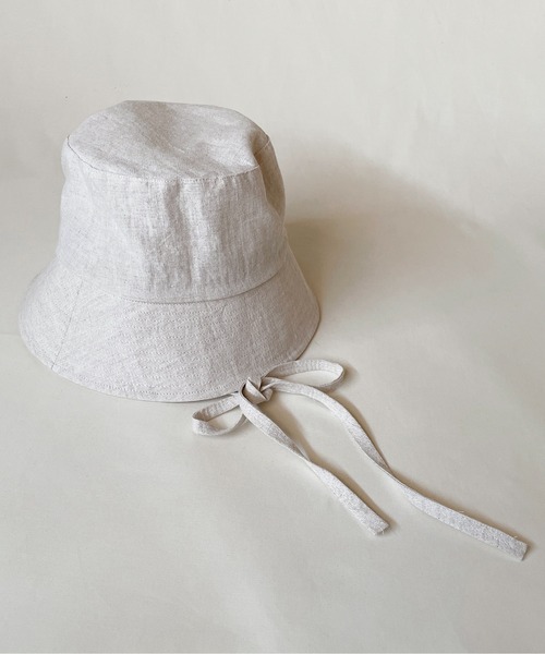 ORIENT MILLINERY（オリエント ミリナリー）の「LILA【ﾘﾗ】リネン100% UVプロテクト サンシェードバケットハット UPF50+（ハット・レディース・ブラック/キナリ・FREE）」の3枚目の写真
