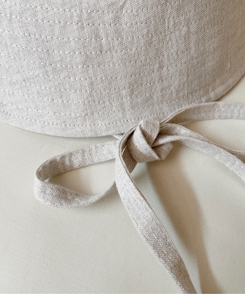ORIENT MILLINERY（オリエント ミリナリー）の「LILA【ﾘﾗ】リネン100% UVプロテクト サンシェードバケットハット UPF50+（ハット・レディース・ブラック/キナリ・FREE）」の4枚目の写真