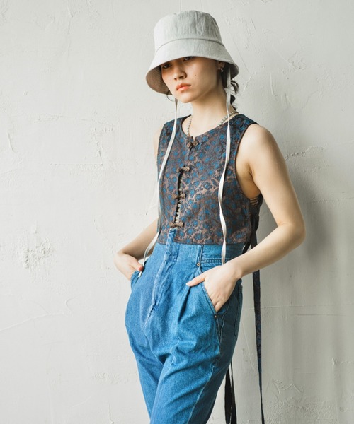 ORIENT MILLINERY（オリエント ミリナリー）の「LILA【ﾘﾗ】リネン100% UVプロテクト サンシェードバケットハット UPF50+（ハット・レディース・ブラック/キナリ・FREE）」の20枚目の写真