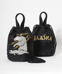 HOUSTON（ヒューストン）の「HOUSTON（ヒューストン）キルティング巾着ミニショルダーバッグ/EMB QUILTING EFFECT ALASKA・JAPAN・TIGER/白熊・日本・虎（ショルダーバッグ）」