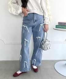【付け替え可能】リボンデニムパンツ