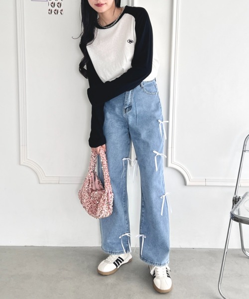 Loueme（ルエム）の「【付け替え可能】リボンデニムパンツ（デニムパンツ・レディース・ブルー・FREE）」の12枚目の写真