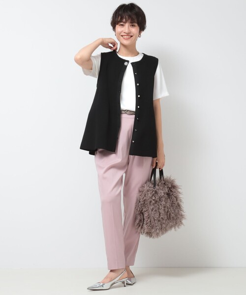 美品　nolley's ビジュー釦付き　ペプラムベスト NOLLEY'S（ノーリーズ）の「《手洗い可能》ビジュー釦付き