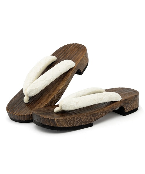 SOUBIEN（ソウビエン）の「下駄 レディース レース 浴衣向け 夏 桐下駄 右近型 和装小物（和装小物・レディース・グリーン系その他/ベージュ系その他/ホワイト系その他/グレー系その他/クリーム・FREE）」の2枚目の写真