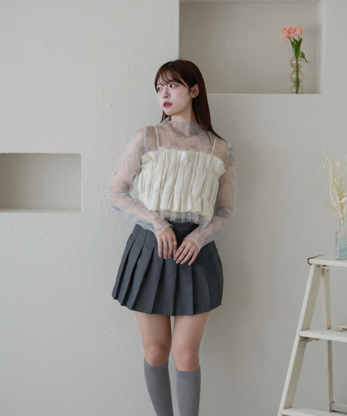 favclo.(ファブクロ)の「shirt tulle bustier / シャツチュールビスチェ(シャツ/ブラウス・レディース・アイボリー/ベビーピンク/ライトブルー・FREE)」の8枚目の写真