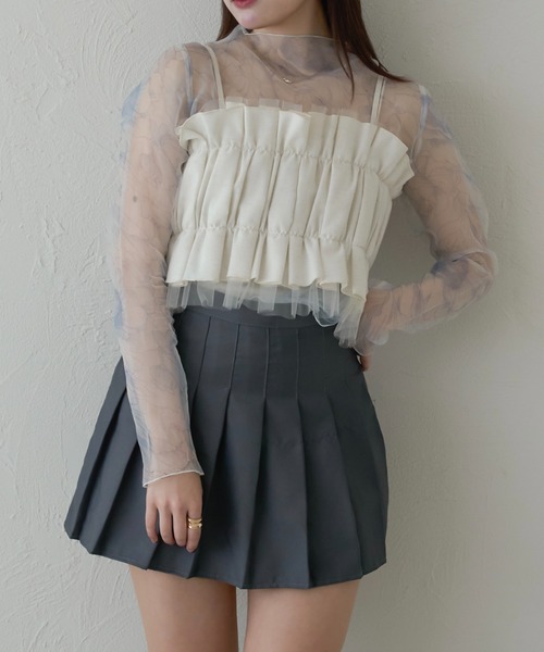 favclo.(ファブクロ)の「shirt tulle bustier / シャツチュールビスチェ(シャツ/ブラウス・レディース・アイボリー/ベビーピンク/ライトブルー・FREE)」の5枚目の写真
