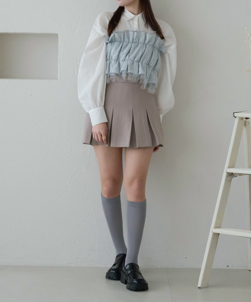 favclo.(ファブクロ)の「shirt tulle bustier / シャツチュールビスチェ(シャツ/ブラウス・レディース・アイボリー/ベビーピンク/ライトブルー・FREE)」の12枚目の写真