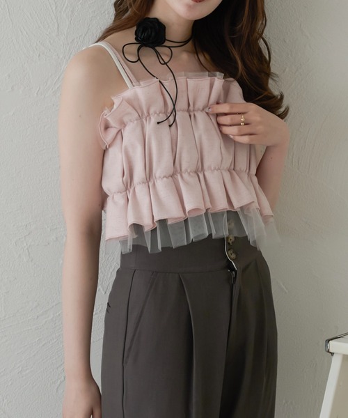 favclo.(ファブクロ)の「shirt tulle bustier / シャツチュールビスチェ(シャツ/ブラウス・レディース・アイボリー/ベビーピンク/ライトブルー・FREE)」の13枚目の写真