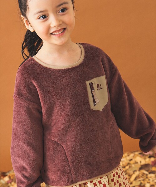 B:MING by BEAMS(ビーミングバイビームス)の「ボア フリース プルオーバー(90~140cm)(スウェット・キッズ・レッド系その他2/グリーン/ベージュ・100/90/140/130/120/110)」の3枚目の写真